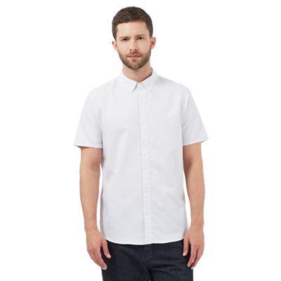 J by Jasper Conran Big and tall white diagonal patterned regular fit shirt
